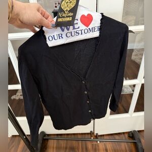 BURBERRY Black long sleeve blouse/classic cardigan